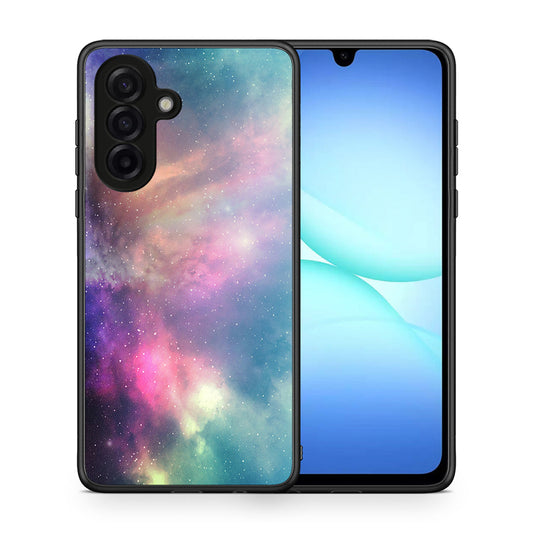Θήκη Samsung Galaxy A17 4G Rainbow Galaxy από τη Smartfits με σχέδιο στο πίσω μέρος και μαύρο περίβλημα | Samsung Galaxy A17 4G Rainbow Galaxy case with colorful back and black bezels