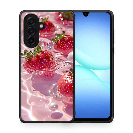 Θήκη Samsung Galaxy A17 4G Juicy Strawberries από τη Smartfits με σχέδιο στο πίσω μέρος και μαύρο περίβλημα | Samsung Galaxy A17 4G Juicy Strawberries case with colorful back and black bezels