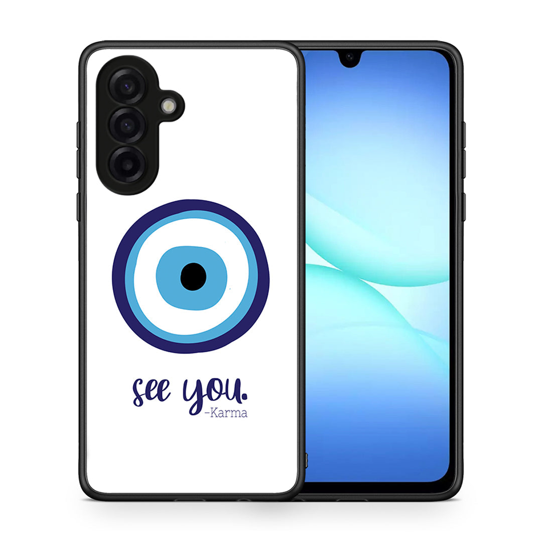 Θήκη Samsung Galaxy A17 4G Karma Says από τη Smartfits με σχέδιο στο πίσω μέρος και μαύρο περίβλημα | Samsung Galaxy A17 4G Karma Says case with colorful back and black bezels