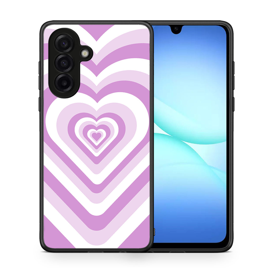 Θήκη Samsung Galaxy A17 4G Lilac Hearts από τη Smartfits με σχέδιο στο πίσω μέρος και μαύρο περίβλημα | Samsung Galaxy A17 4G Lilac Hearts case with colorful back and black bezels