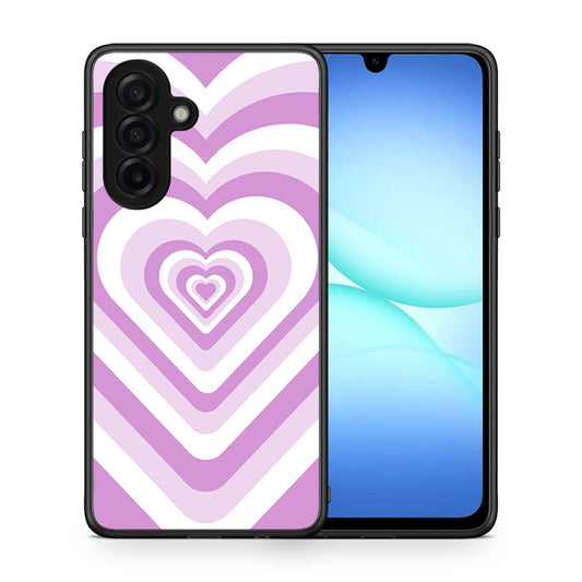 Θήκη Samsung Galaxy A17 4G Lilac Hearts από τη Smartfits με σχέδιο στο πίσω μέρος και μαύρο περίβλημα | Samsung Galaxy A17 4G Lilac Hearts case with colorful back and black bezels