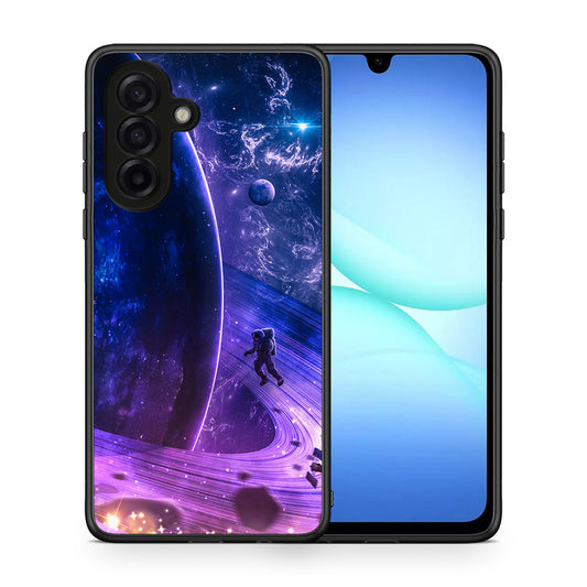 Θήκη Samsung Galaxy A17 4G Lost Astronaut από τη Smartfits με σχέδιο στο πίσω μέρος και μαύρο περίβλημα | Samsung Galaxy A17 4G Lost Astronaut case with colorful back and black bezels