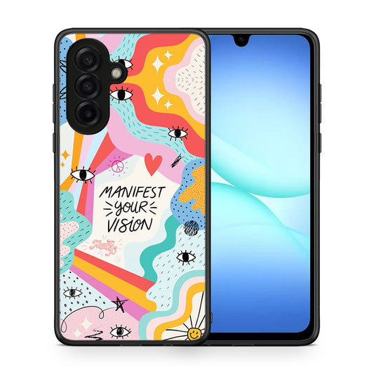 Θήκη Samsung Galaxy A17 4G Manifest Your Vision από τη Smartfits με σχέδιο στο πίσω μέρος και μαύρο περίβλημα | Samsung Galaxy A17 4G Manifest Your Vision case with colorful back and black bezels