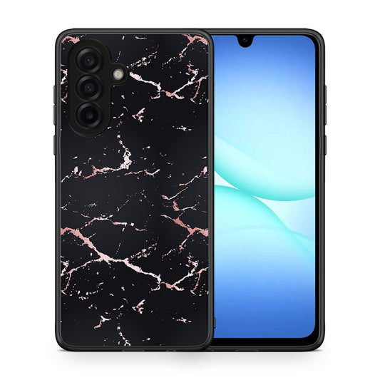 Θήκη Samsung Galaxy A17 4G Black Rosegold Marble από τη Smartfits με σχέδιο στο πίσω μέρος και μαύρο περίβλημα | Samsung Galaxy A17 4G Black Rosegold Marble case with colorful back and black bezels