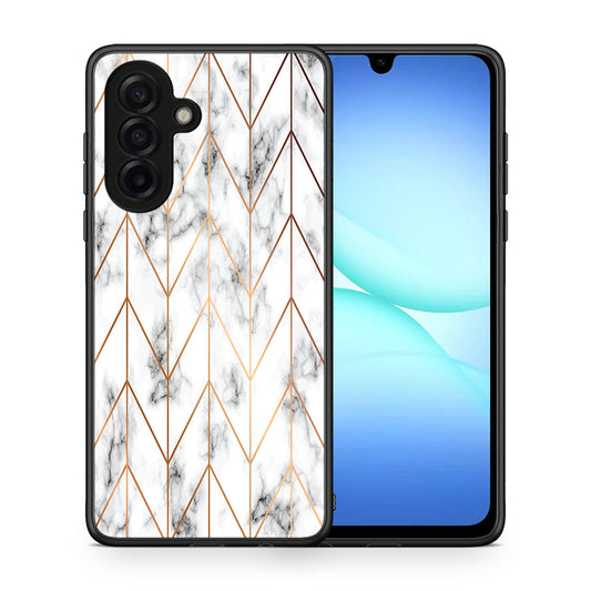 Θήκη Samsung Galaxy A17 4G Gold Geometric Marble από τη Smartfits με σχέδιο στο πίσω μέρος και μαύρο περίβλημα | Samsung Galaxy A17 4G Gold Geometric Marble case with colorful back and black bezels