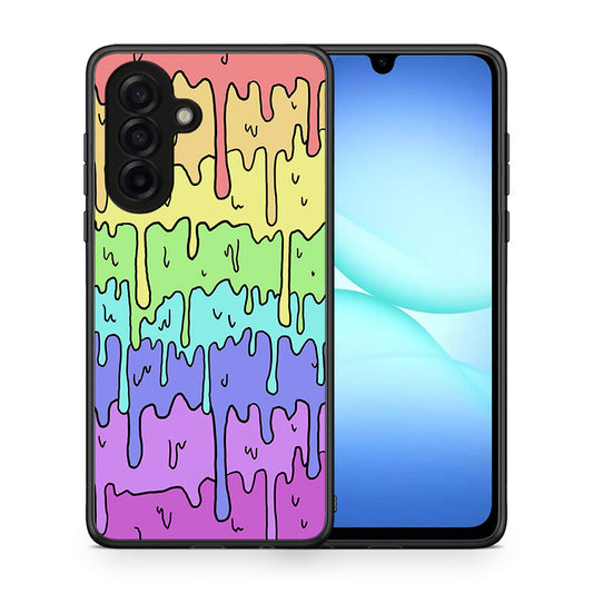Θήκη Samsung Galaxy A17 4G Melting Rainbow από τη Smartfits με σχέδιο στο πίσω μέρος και μαύρο περίβλημα | Samsung Galaxy A17 4G Melting Rainbow case with colorful back and black bezels