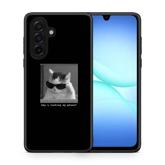 Θήκη Samsung Galaxy A17 4G Meme Cat από τη Smartfits με σχέδιο στο πίσω μέρος και μαύρο περίβλημα | Samsung Galaxy A17 4G Meme Cat case with colorful back and black bezels