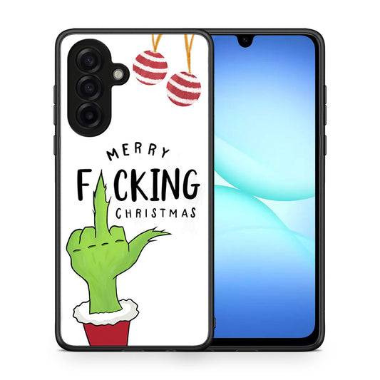 Θήκη Samsung Galaxy A17 4G Merry F Xmas από τη Smartfits με σχέδιο στο πίσω μέρος και μαύρο περίβλημα | Samsung Galaxy A17 4G Merry F Xmas case with colorful back and black bezels
