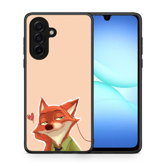 Θήκη Samsung Galaxy A17 4G Nick Wilde And Judy Hopps Love 1 από τη Smartfits με σχέδιο στο πίσω μέρος και μαύρο περίβλημα | Samsung Galaxy A17 4G Nick Wilde And Judy Hopps Love 1 case with colorful back and black bezels