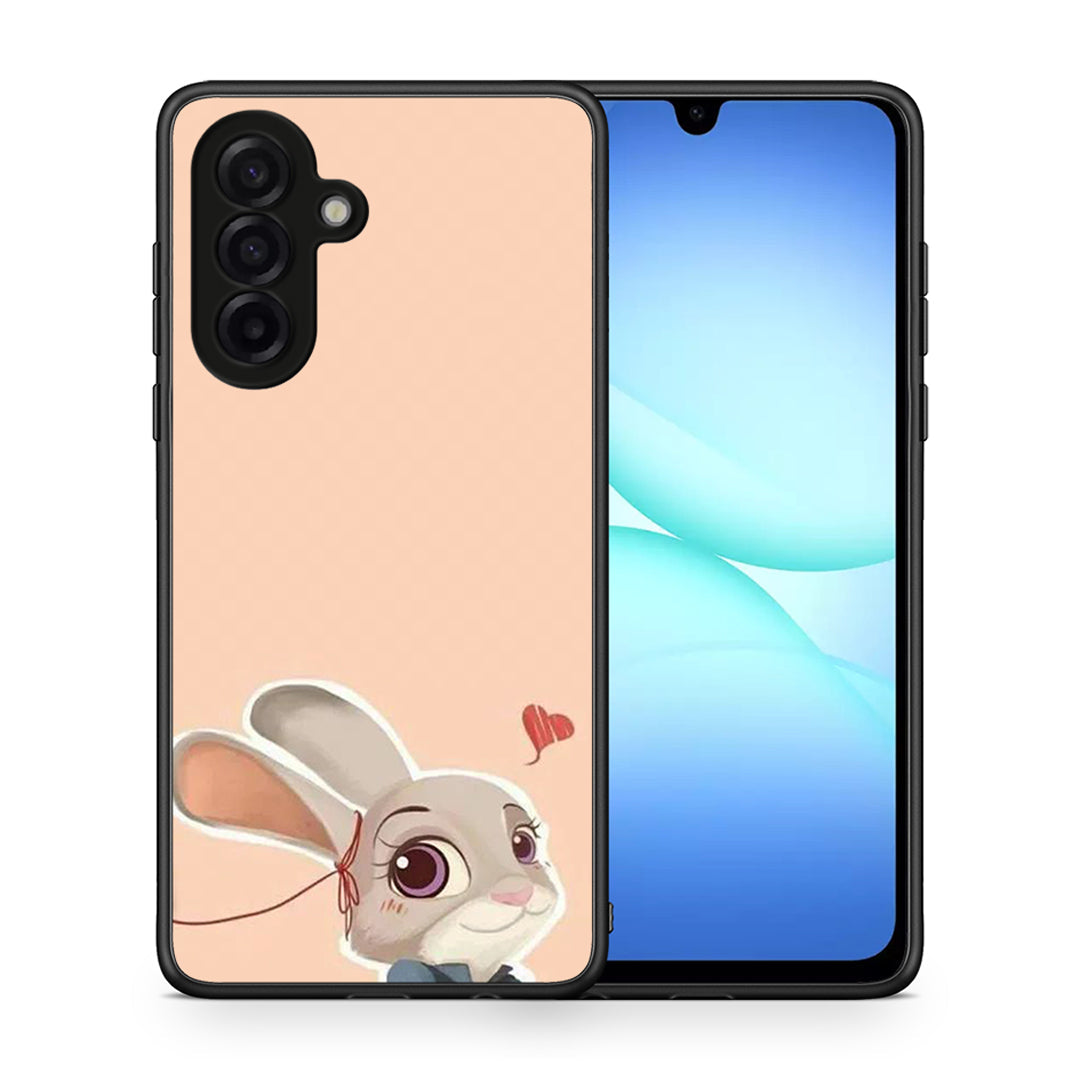 Θήκη Samsung Galaxy A17 4G Nick Wilde And Judy Hopps Love 2 από τη Smartfits με σχέδιο στο πίσω μέρος και μαύρο περίβλημα | Samsung Galaxy A17 4G Nick Wilde And Judy Hopps Love 2 case with colorful back and black bezels