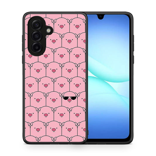 Θήκη Samsung Galaxy A17 4G Pig Glasses από τη Smartfits με σχέδιο στο πίσω μέρος και μαύρο περίβλημα | Samsung Galaxy A17 4G Pig Glasses case with colorful back and black bezels
