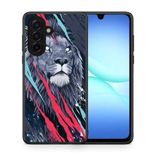 Θήκη Samsung Galaxy A17 4G Lion Designer PopArt από τη Smartfits με σχέδιο στο πίσω μέρος και μαύρο περίβλημα | Samsung Galaxy A17 4G Lion Designer PopArt case with colorful back and black bezels