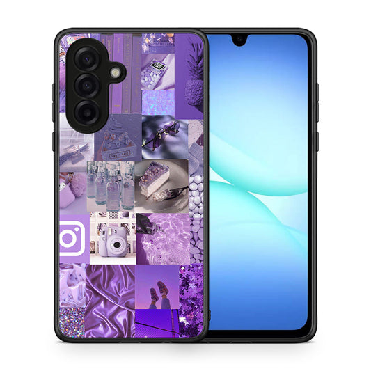 Θήκη Samsung Galaxy A17 4G Purple Aesthetic Collage από τη Smartfits με σχέδιο στο πίσω μέρος και μαύρο περίβλημα | Samsung Galaxy A17 4G Purple Aesthetic Collage case with colorful back and black bezels