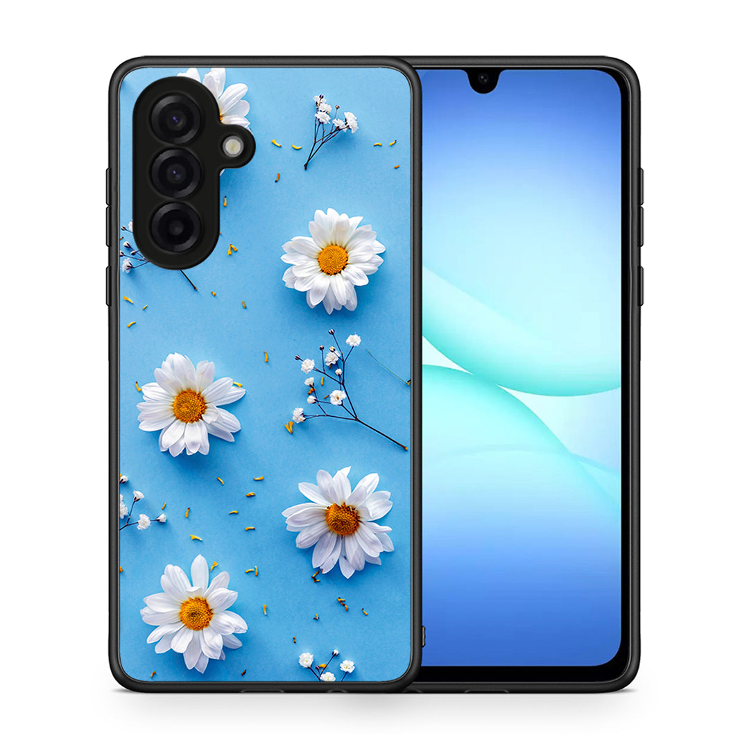 Θήκη Samsung Galaxy A17 4G Real Daisies από τη Smartfits με σχέδιο στο πίσω μέρος και μαύρο περίβλημα | Samsung Galaxy A17 4G Real Daisies case with colorful back and black bezels