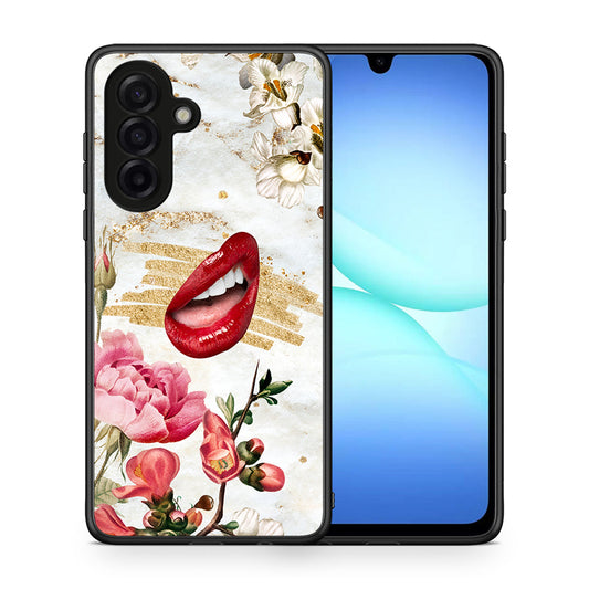 Θήκη Samsung Galaxy A17 4G Red Lips από τη Smartfits με σχέδιο στο πίσω μέρος και μαύρο περίβλημα | Samsung Galaxy A17 4G Red Lips case with colorful back and black bezels