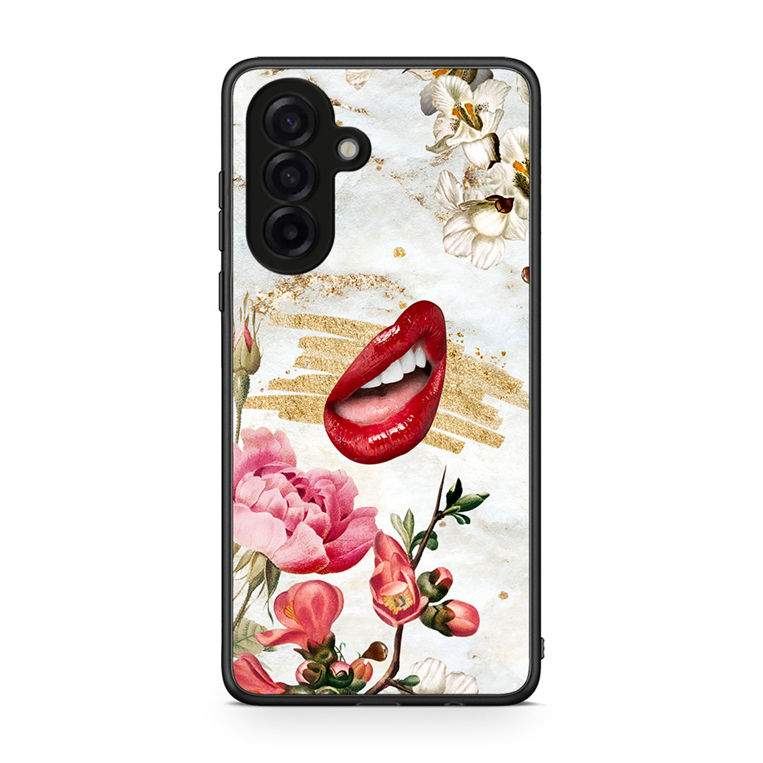 Samsung Galaxy A17 4G Red Lips θήκη από τη Smartfits με σχέδιο στο πίσω μέρος και μαύρο περίβλημα | Smartphone case with colorful back and black bezels by Smartfits