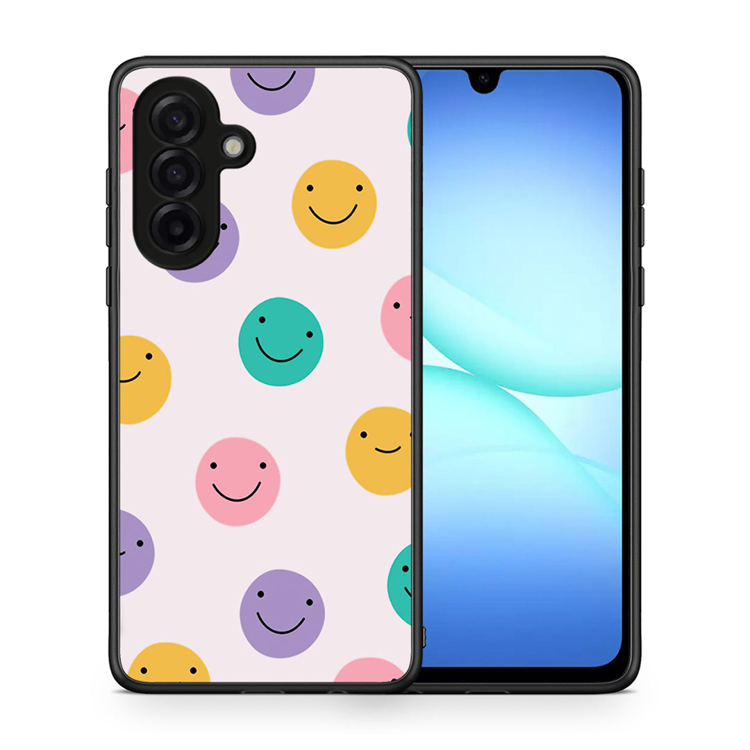 Θήκη Samsung Galaxy A17 4G Smiley Faces από τη Smartfits με σχέδιο στο πίσω μέρος και μαύρο περίβλημα | Samsung Galaxy A17 4G Smiley Faces case with colorful back and black bezels