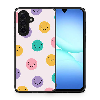 Θήκη Samsung Galaxy A17 4G Smiley Faces από τη Smartfits με σχέδιο στο πίσω μέρος και μαύρο περίβλημα | Samsung Galaxy A17 4G Smiley Faces case with colorful back and black bezels