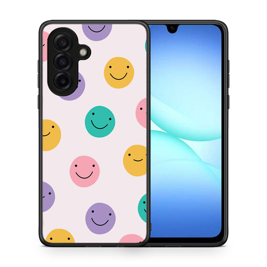 Θήκη Samsung Galaxy A17 4G Smiley Faces από τη Smartfits με σχέδιο στο πίσω μέρος και μαύρο περίβλημα | Samsung Galaxy A17 4G Smiley Faces case with colorful back and black bezels