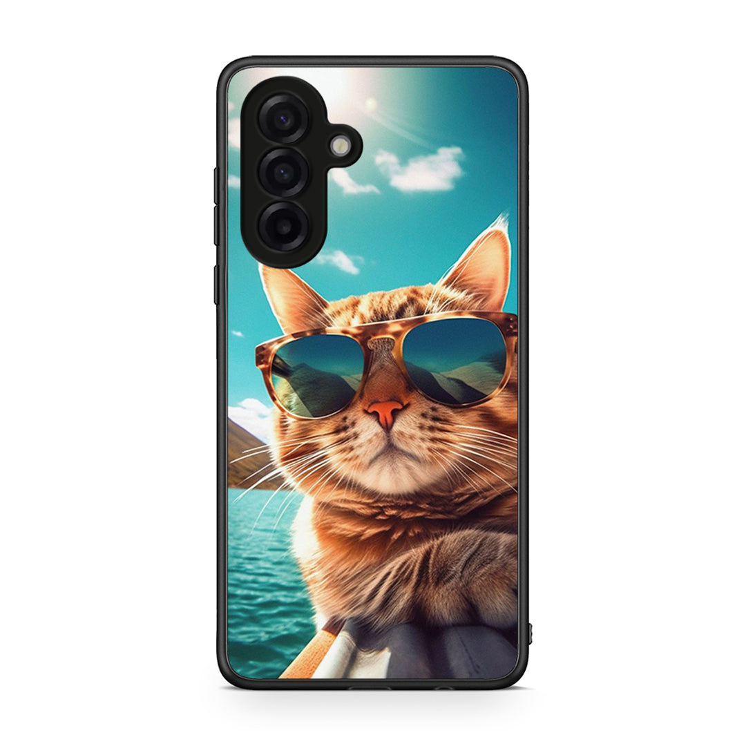 Samsung Galaxy A17 4G Summer Cat θήκη από τη Smartfits με σχέδιο στο πίσω μέρος και μαύρο περίβλημα | Smartphone case with colorful back and black bezels by Smartfits