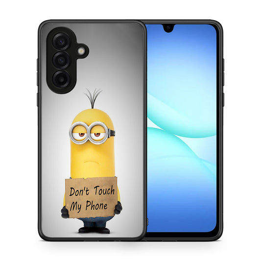 Θήκη Samsung Galaxy A17 4G Minion Text από τη Smartfits με σχέδιο στο πίσω μέρος και μαύρο περίβλημα | Samsung Galaxy A17 4G Minion Text case with colorful back and black bezels