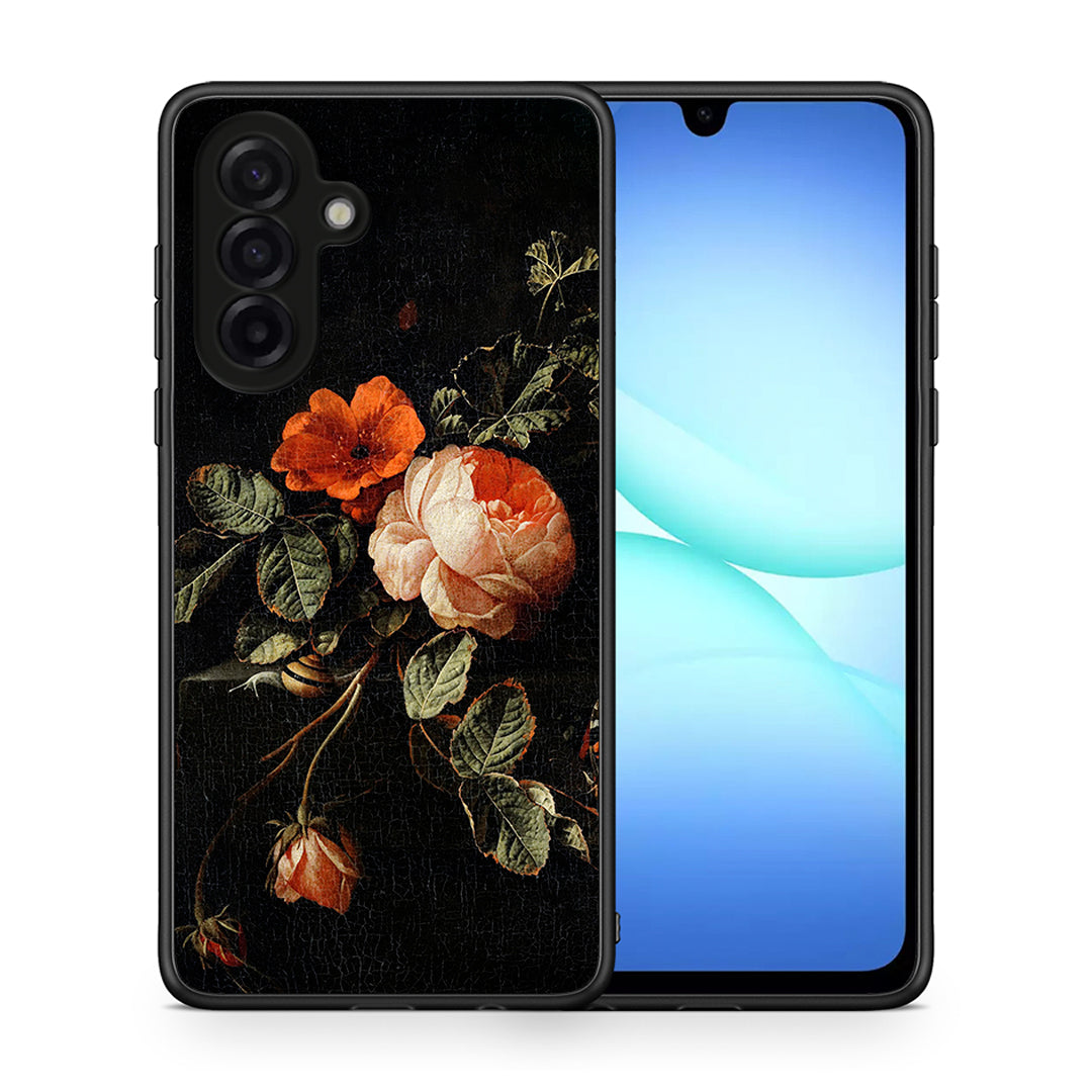 Θήκη Samsung Galaxy A17 4G Vintage Roses από τη Smartfits με σχέδιο στο πίσω μέρος και μαύρο περίβλημα | Samsung Galaxy A17 4G Vintage Roses case with colorful back and black bezels