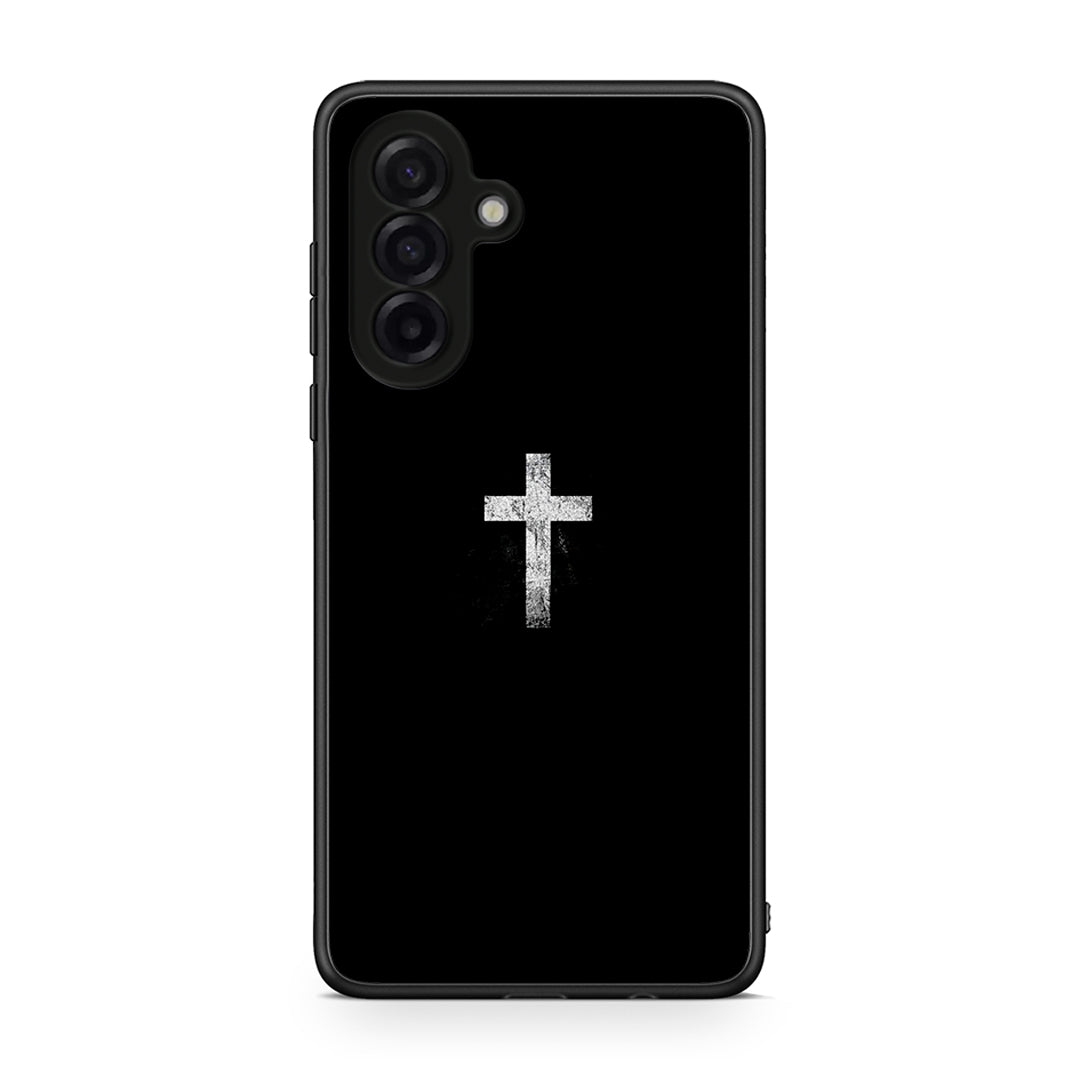Samsung Galaxy A17 4G White Cross θήκη από τη Smartfits με σχέδιο στο πίσω μέρος και μαύρο περίβλημα | Smartphone case with colorful back and black bezels by Smartfits