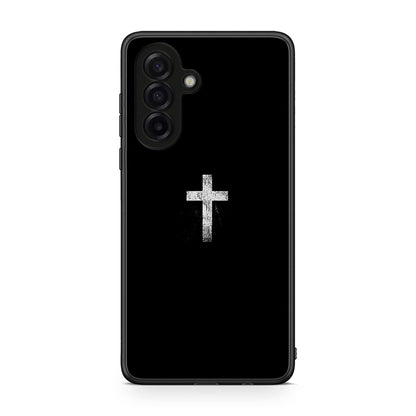Samsung Galaxy A17 4G White Cross θήκη από τη Smartfits με σχέδιο στο πίσω μέρος και μαύρο περίβλημα | Smartphone case with colorful back and black bezels by Smartfits