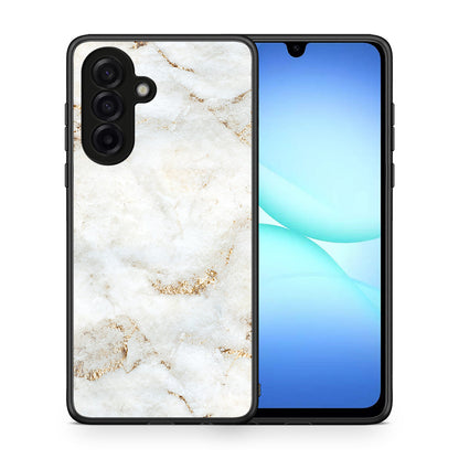 Θήκη Samsung Galaxy A17 4G White Gold Marble από τη Smartfits με σχέδιο στο πίσω μέρος και μαύρο περίβλημα | Samsung Galaxy A17 4G White Gold Marble case with colorful back and black bezels