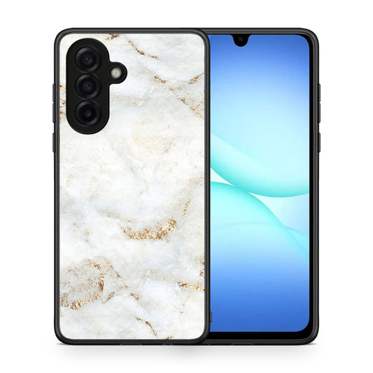 Θήκη Samsung Galaxy A17 4G White Gold Marble από τη Smartfits με σχέδιο στο πίσω μέρος και μαύρο περίβλημα | Samsung Galaxy A17 4G White Gold Marble case with colorful back and black bezels