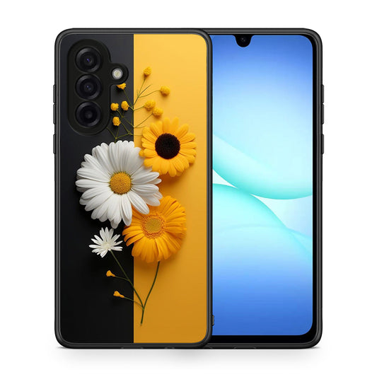 Θήκη Samsung Galaxy A17 4G Yellow Daisies από τη Smartfits με σχέδιο στο πίσω μέρος και μαύρο περίβλημα | Samsung Galaxy A17 4G Yellow Daisies case with colorful back and black bezels