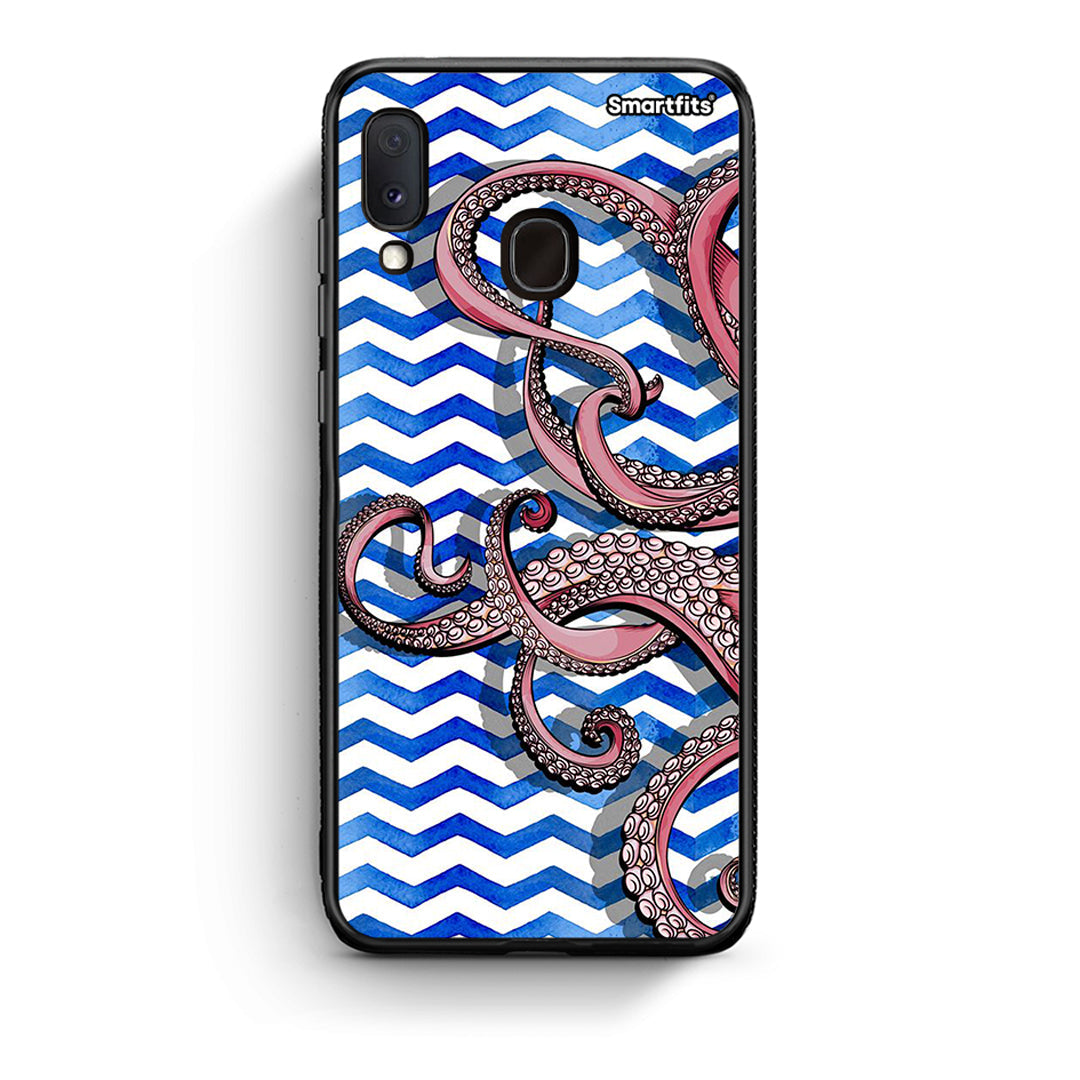 Samsung Galaxy M20 Chevron Devilfish θήκη από τη Smartfits με σχέδιο στο πίσω μέρος και μαύρο περίβλημα | Smartphone case with colorful back and black bezels by Smartfits