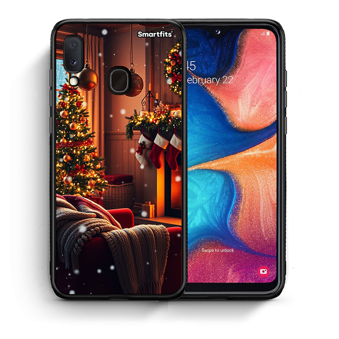 Θήκη Samsung A20e Home For Christmas από τη Smartfits με σχέδιο στο πίσω μέρος και μαύρο περίβλημα | Samsung A20e Home For Christmas case with colorful back and black bezels