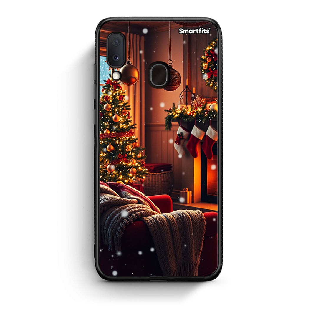 Samsung A20e Home For Christmas θήκη από τη Smartfits με σχέδιο στο πίσω μέρος και μαύρο περίβλημα | Smartphone case with colorful back and black bezels by Smartfits