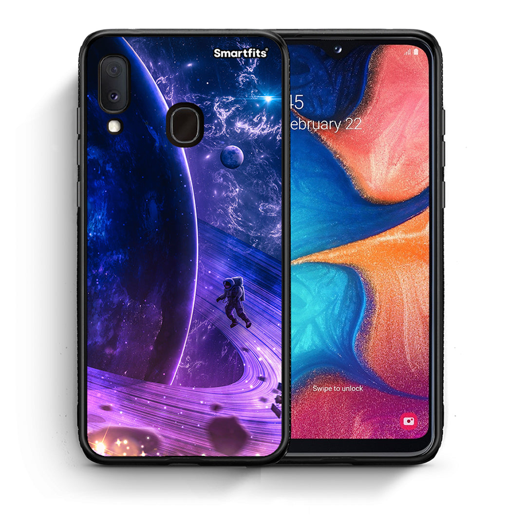 Θήκη Samsung Galaxy M20 Lost Astronaut από τη Smartfits με σχέδιο στο πίσω μέρος και μαύρο περίβλημα | Samsung Galaxy M20 Lost Astronaut case with colorful back and black bezels