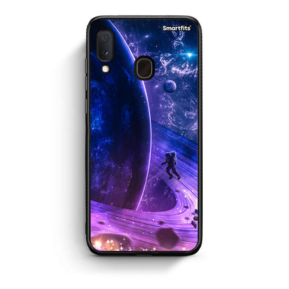Samsung Galaxy M20 Lost Astronaut θήκη από τη Smartfits με σχέδιο στο πίσω μέρος και μαύρο περίβλημα | Smartphone case with colorful back and black bezels by Smartfits