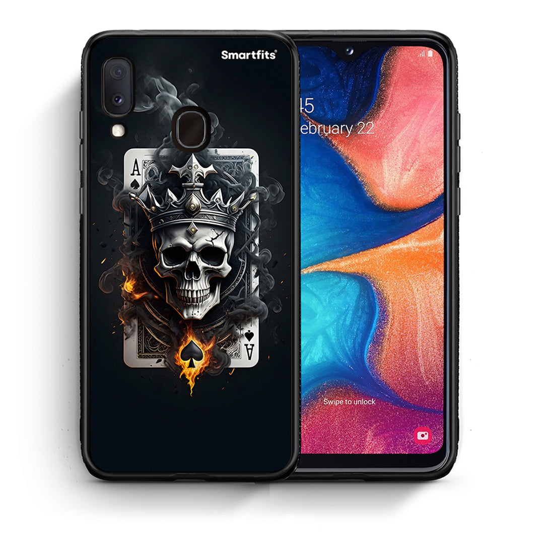 Θήκη Samsung Galaxy M20 Skull King Ace από τη Smartfits με σχέδιο στο πίσω μέρος και μαύρο περίβλημα | Samsung Galaxy M20 Skull King Ace case with colorful back and black bezels