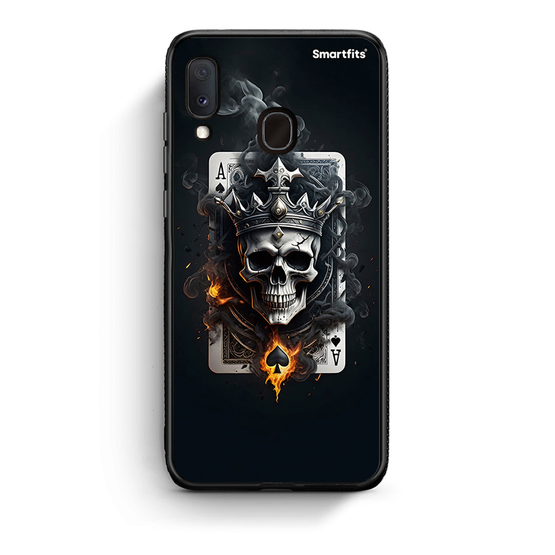 Samsung A20e Skull King Ace θήκη από τη Smartfits με σχέδιο στο πίσω μέρος και μαύρο περίβλημα | Smartphone case with colorful back and black bezels by Smartfits