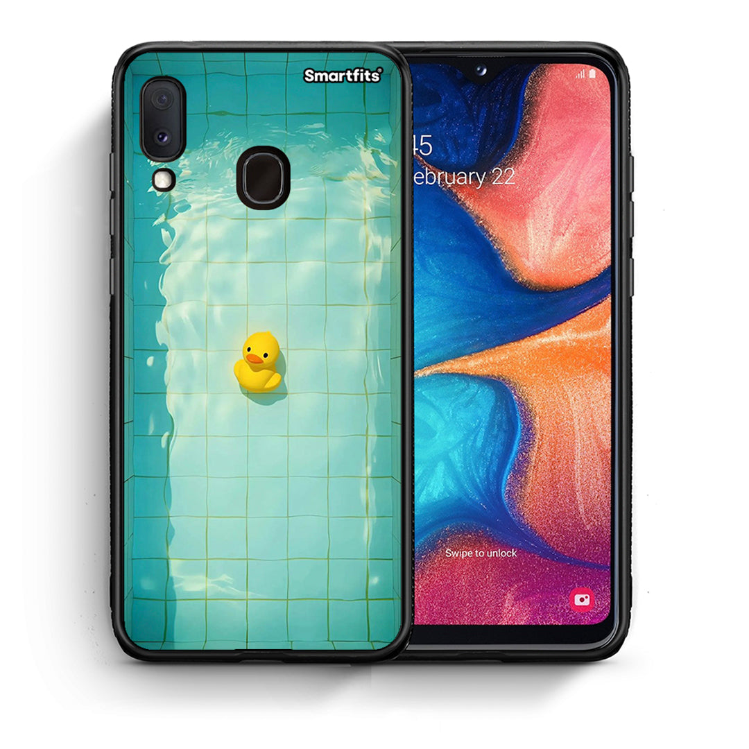 Θήκη Samsung A20e Yellow Duck από τη Smartfits με σχέδιο στο πίσω μέρος και μαύρο περίβλημα | Samsung A20e Yellow Duck case with colorful back and black bezels
