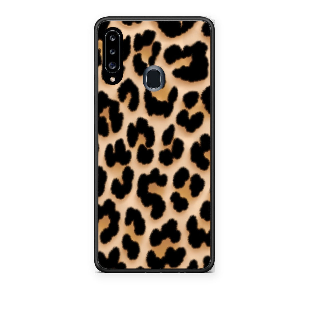 Θήκη Samsung Galaxy A20s Leopard Print Tan Large από τη Smartfits με σχέδιο στο πίσω μέρος και μαύρο περίβλημα | Samsung Galaxy A20s Leopard Print Tan Large case with colorful back and black bezels