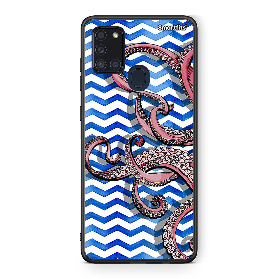 Samsung A21s Chevron Devilfish θήκη από τη Smartfits με σχέδιο στο πίσω μέρος και μαύρο περίβλημα | Smartphone case with colorful back and black bezels by Smartfits