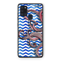 Thumbnail for Samsung A21s Chevron Devilfish θήκη από τη Smartfits με σχέδιο στο πίσω μέρος και μαύρο περίβλημα | Smartphone case with colorful back and black bezels by Smartfits