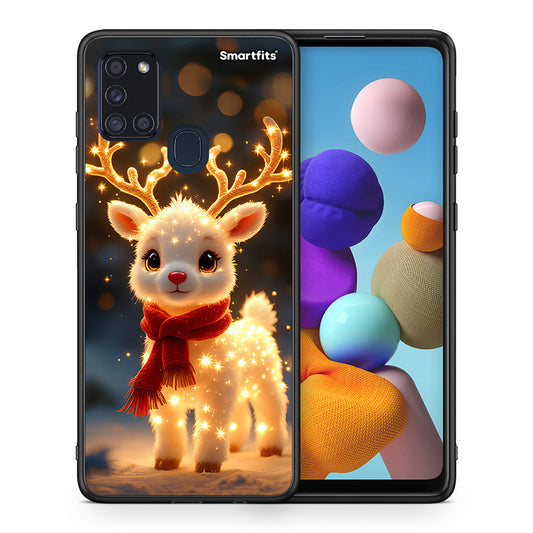 Θήκη Samsung A21s Christmas Cutie από τη Smartfits με σχέδιο στο πίσω μέρος και μαύρο περίβλημα | Samsung A21s Christmas Cutie case with colorful back and black bezels