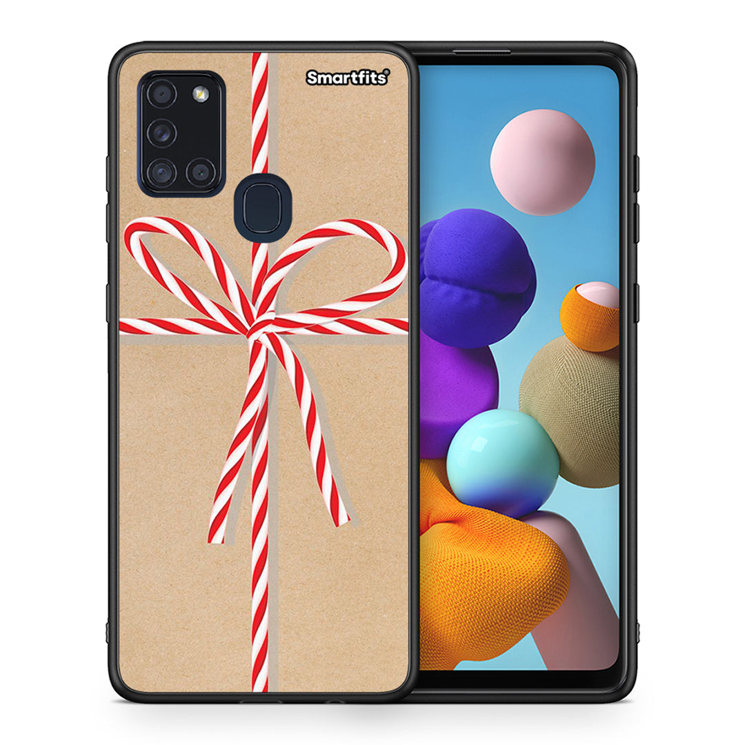 Θήκη Samsung A21s Christmas Gift από τη Smartfits με σχέδιο στο πίσω μέρος και μαύρο περίβλημα | Samsung A21s Christmas Gift case with colorful back and black bezels