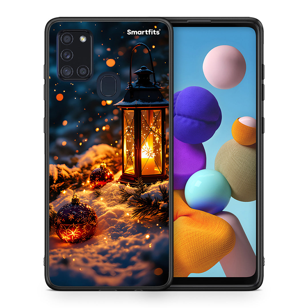 Θήκη Samsung A21s Christmas Ornaments από τη Smartfits με σχέδιο στο πίσω μέρος και μαύρο περίβλημα | Samsung A21s Christmas Ornaments case with colorful back and black bezels