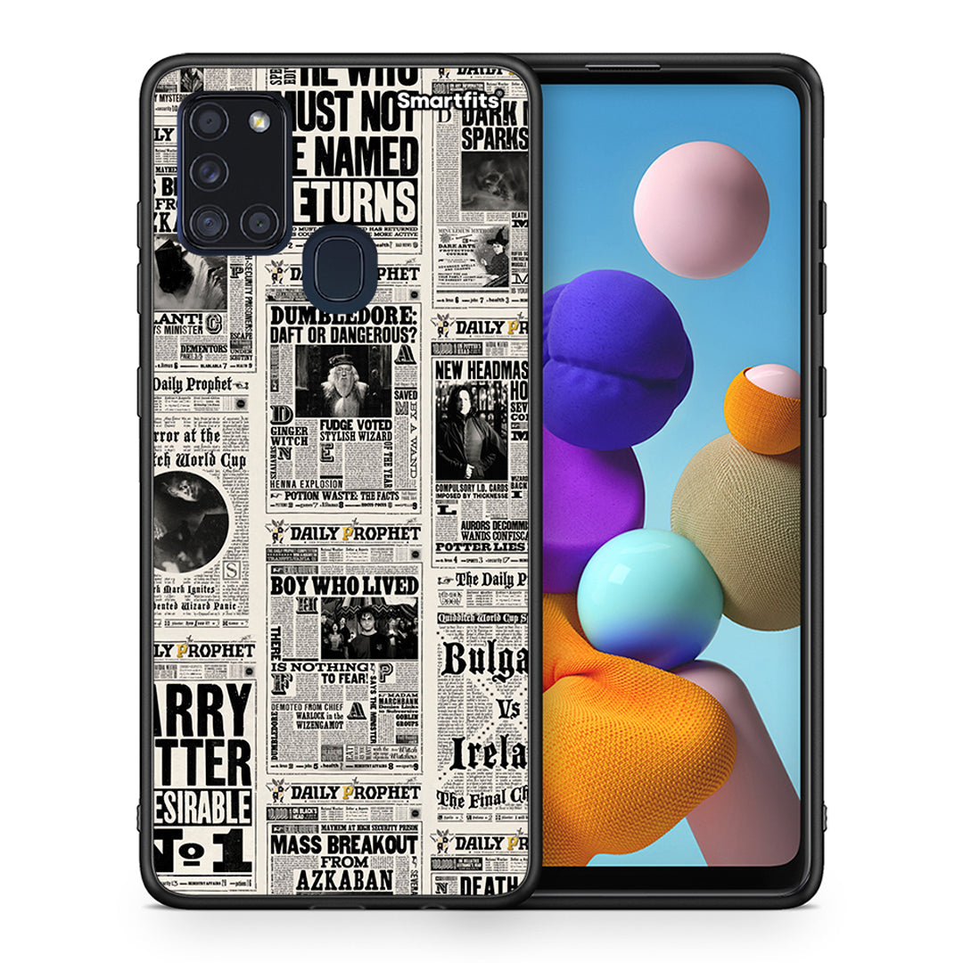 Θήκη Samsung A21s Harry Paper από τη Smartfits με σχέδιο στο πίσω μέρος και μαύρο περίβλημα | Samsung A21s Harry Paper case with colorful back and black bezels