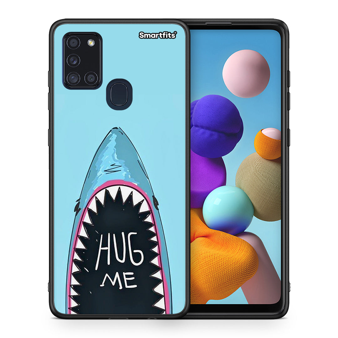 Θήκη Samsung A21s Hug Me από τη Smartfits με σχέδιο στο πίσω μέρος και μαύρο περίβλημα | Samsung A21s Hug Me case with colorful back and black bezels