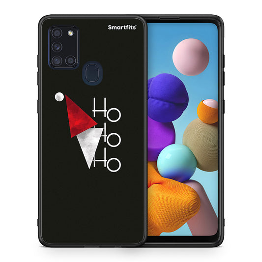 Θήκη Samsung A21s Minimal Christmas από τη Smartfits με σχέδιο στο πίσω μέρος και μαύρο περίβλημα | Samsung A21s Minimal Christmas case with colorful back and black bezels