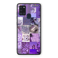 Thumbnail for Samsung A21s Purple Aesthetic Collage θήκη από τη Smartfits με σχέδιο στο πίσω μέρος και μαύρο περίβλημα | Smartphone case with colorful back and black bezels by Smartfits