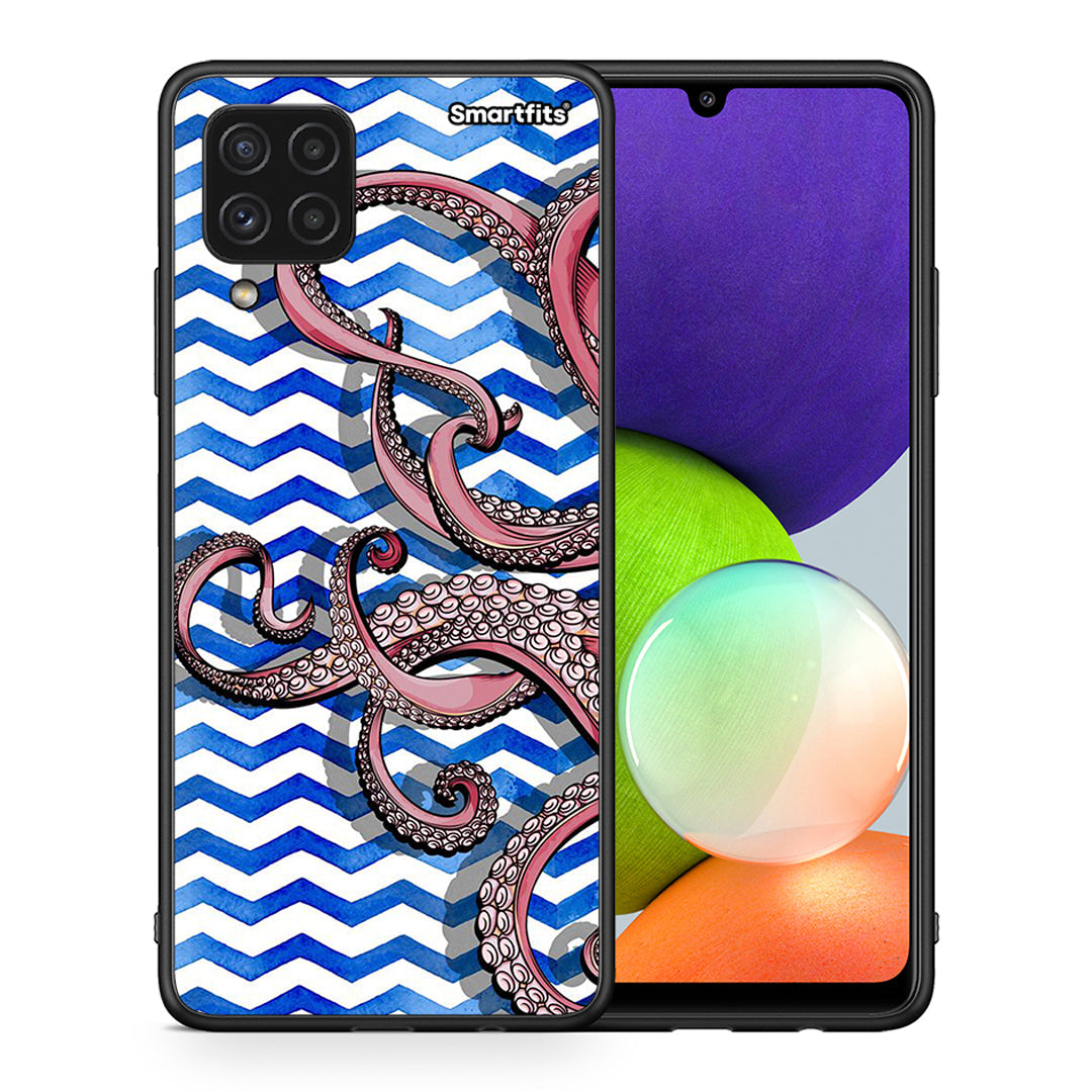 Θήκη Samsung A22 4G Chevron Devilfish από τη Smartfits με σχέδιο στο πίσω μέρος και μαύρο περίβλημα | Samsung A22 4G Chevron Devilfish case with colorful back and black bezels